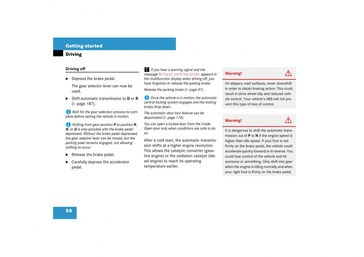 Mercedes Benz ML W164 owners manual / page 59