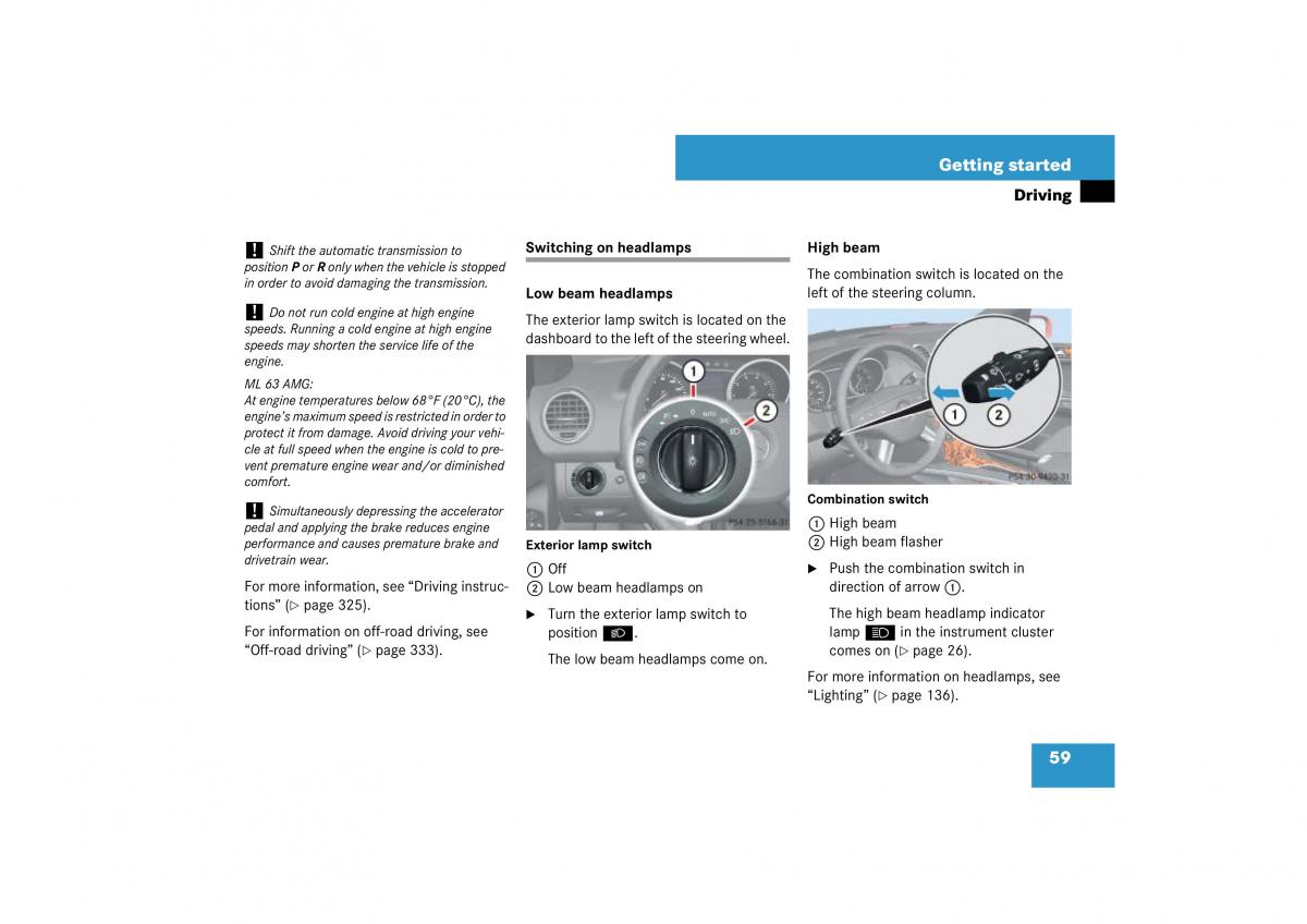 Mercedes Benz ML W164 owners manual / page 60