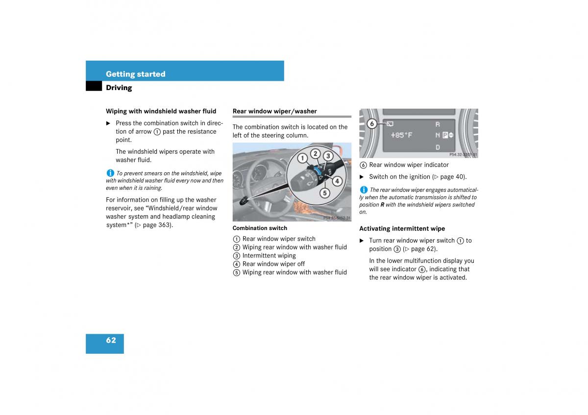 Mercedes Benz ML W164 owners manual / page 63