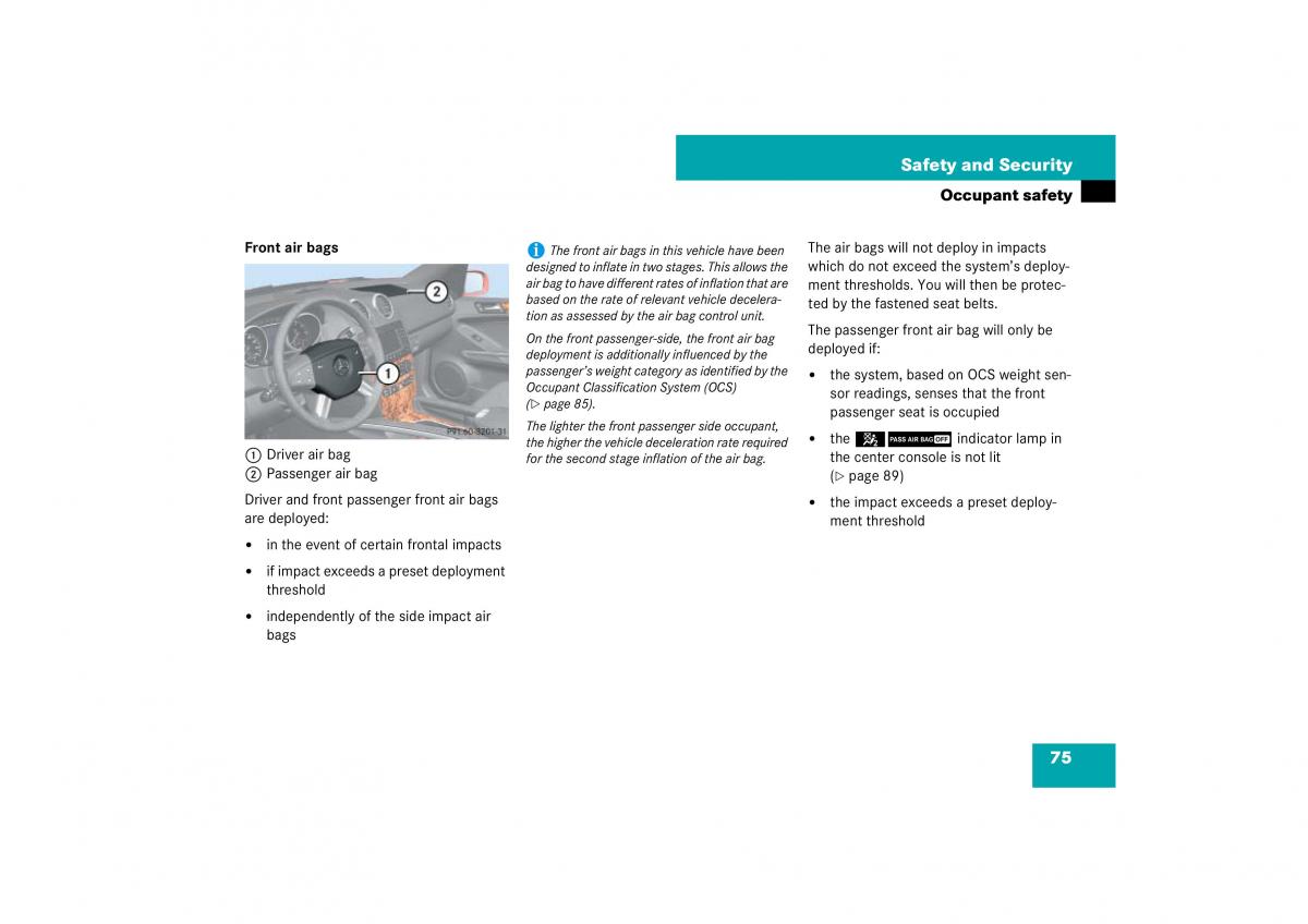 Mercedes Benz ML W164 owners manual / page 76