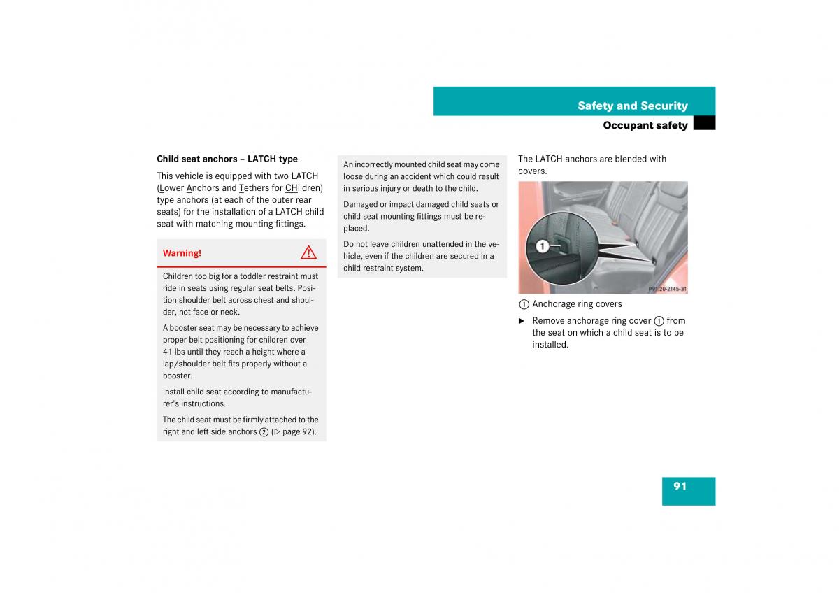 Mercedes Benz ML W164 owners manual / page 92