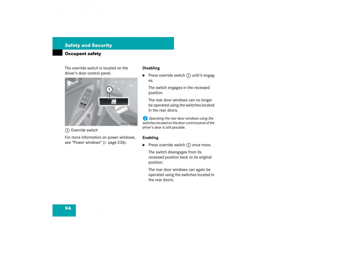 Mercedes Benz ML W164 owners manual / page 95