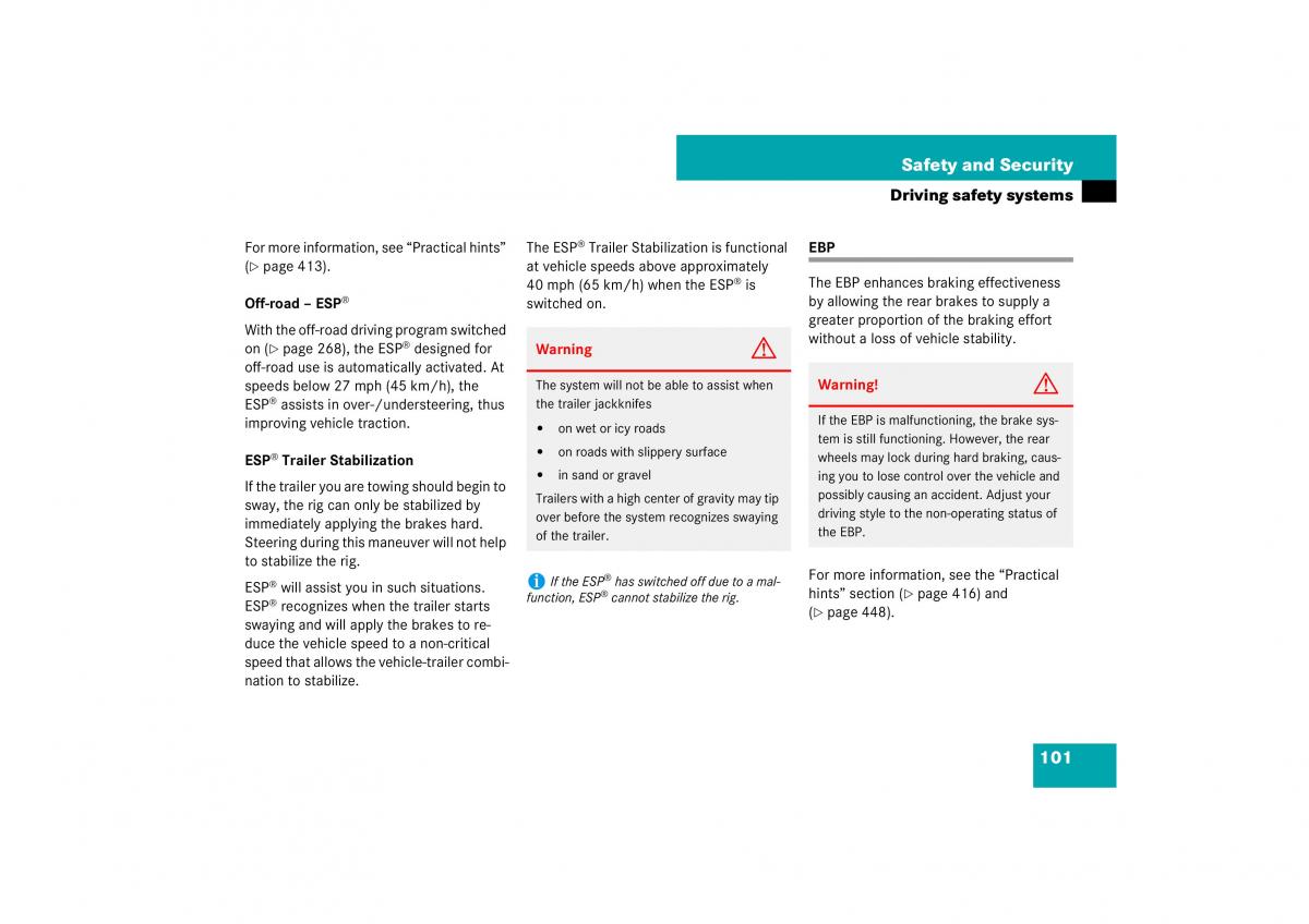 Mercedes Benz ML W164 owners manual / page 102