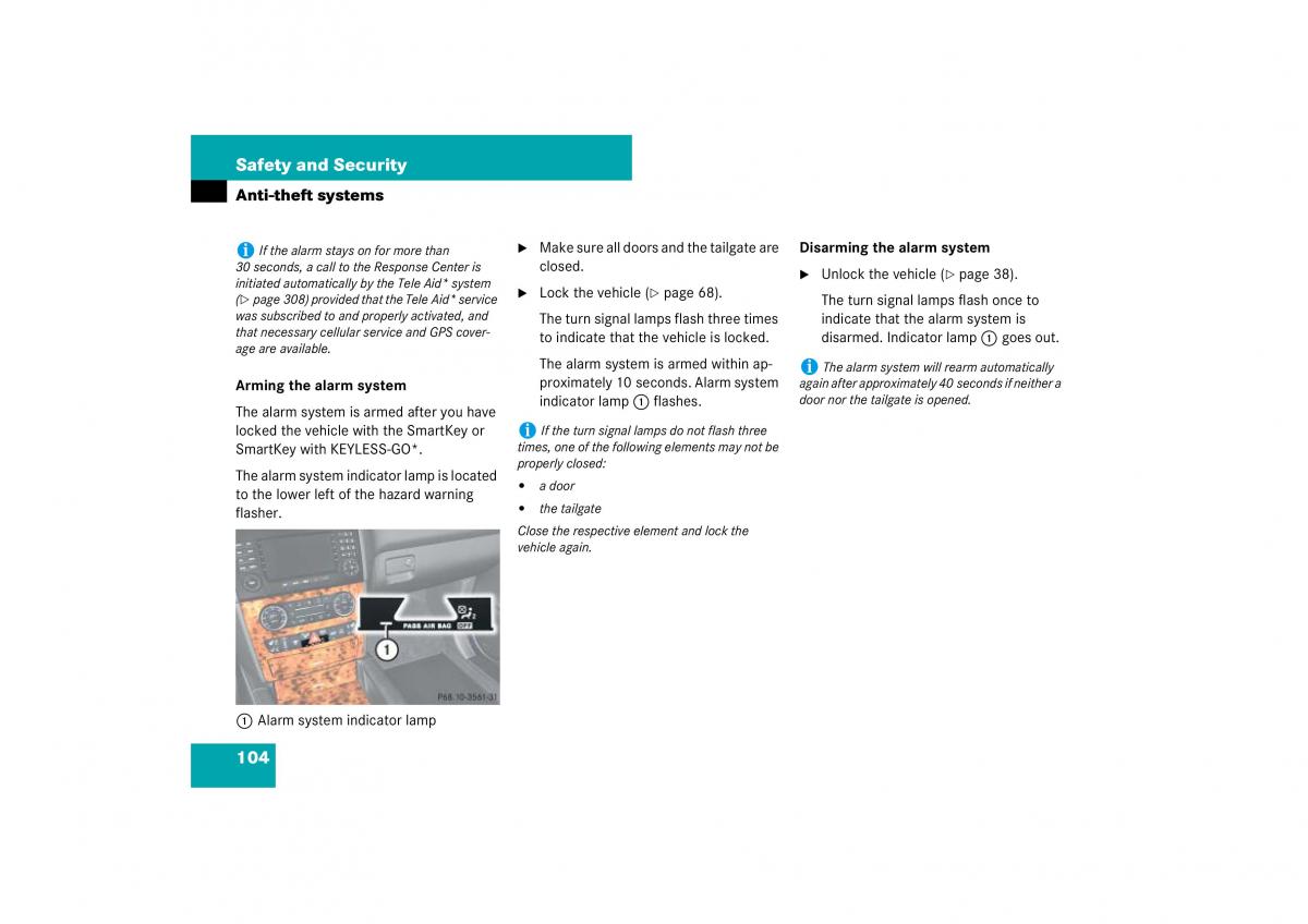 Mercedes Benz ML W164 owners manual / page 105