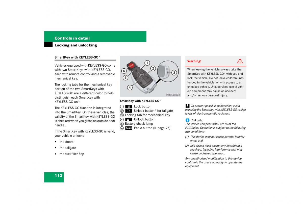 Mercedes Benz ML W164 owners manual / page 113