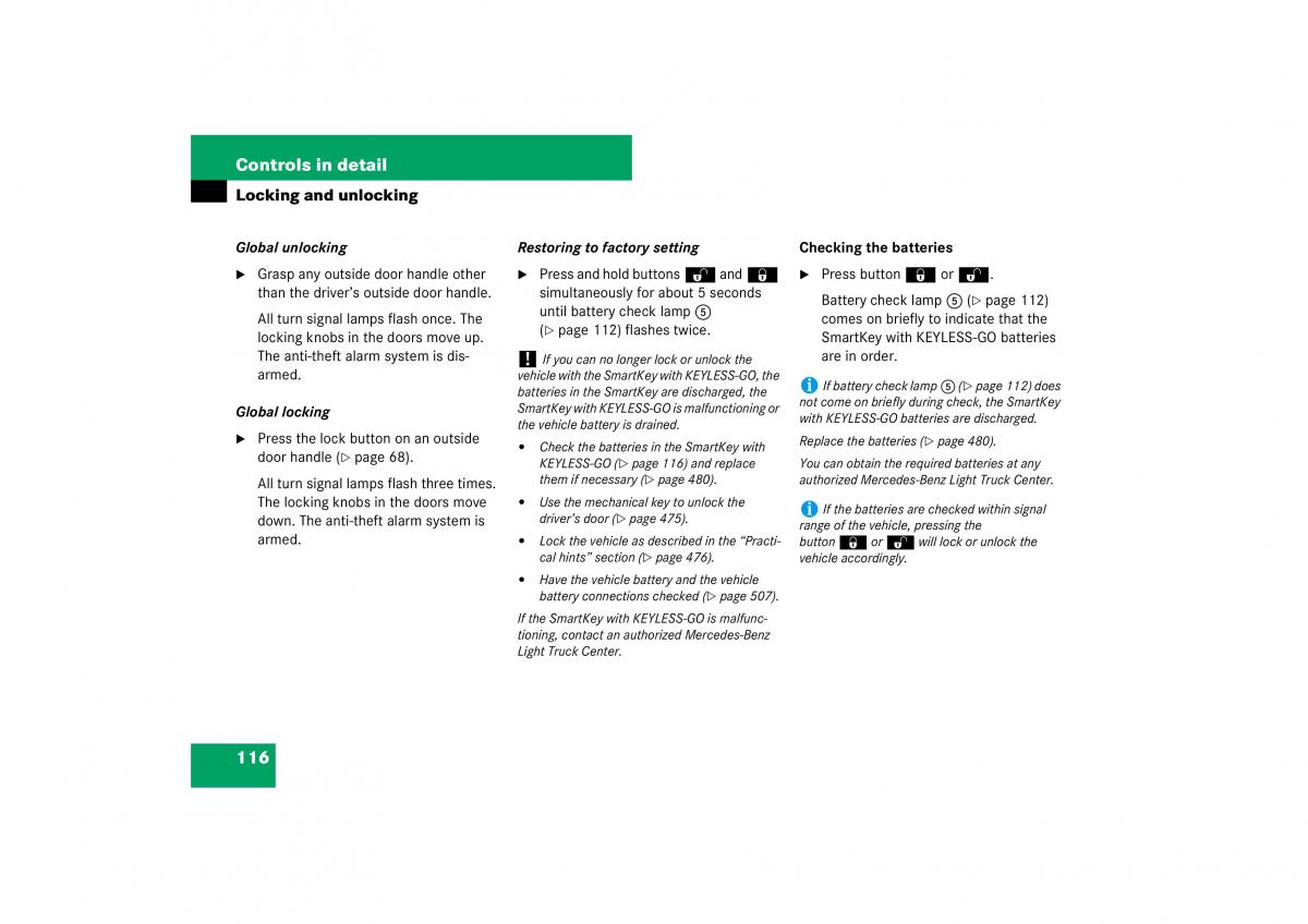 Mercedes Benz ML W164 owners manual / page 117