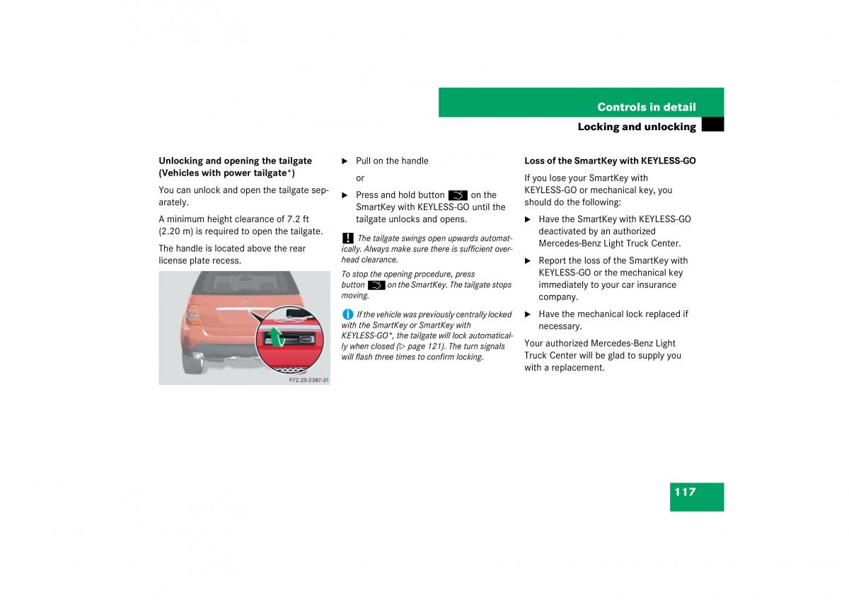 Mercedes Benz ML W164 owners manual / page 118