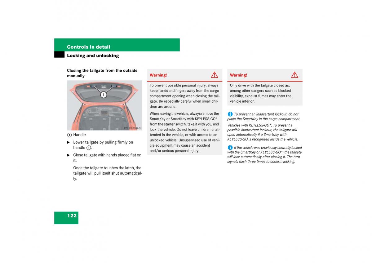 Mercedes Benz ML W164 owners manual / page 123