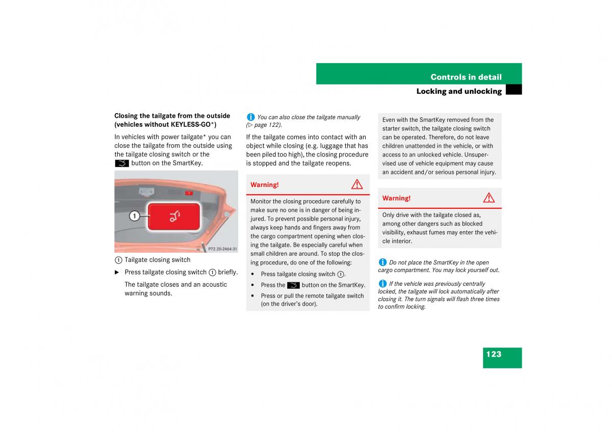 Mercedes Benz ML W164 owners manual / page 124