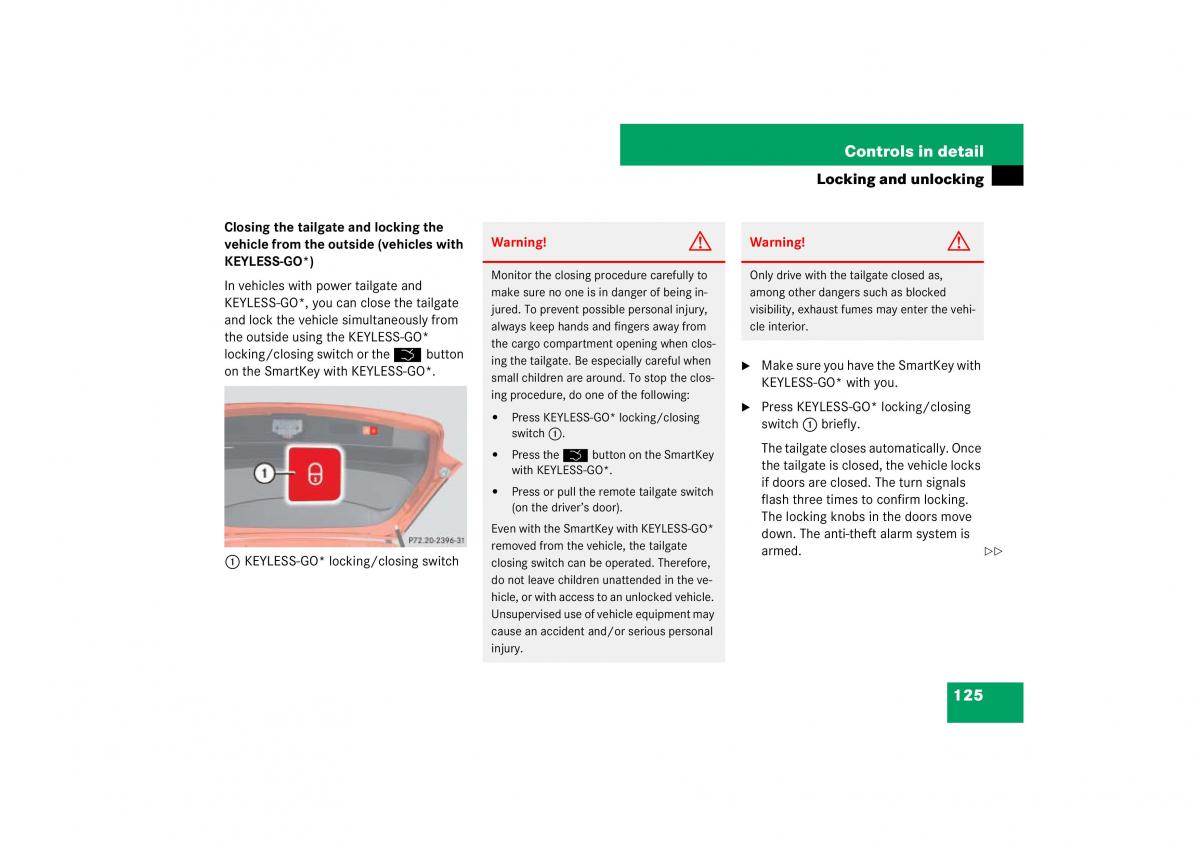 Mercedes Benz ML W164 owners manual / page 126