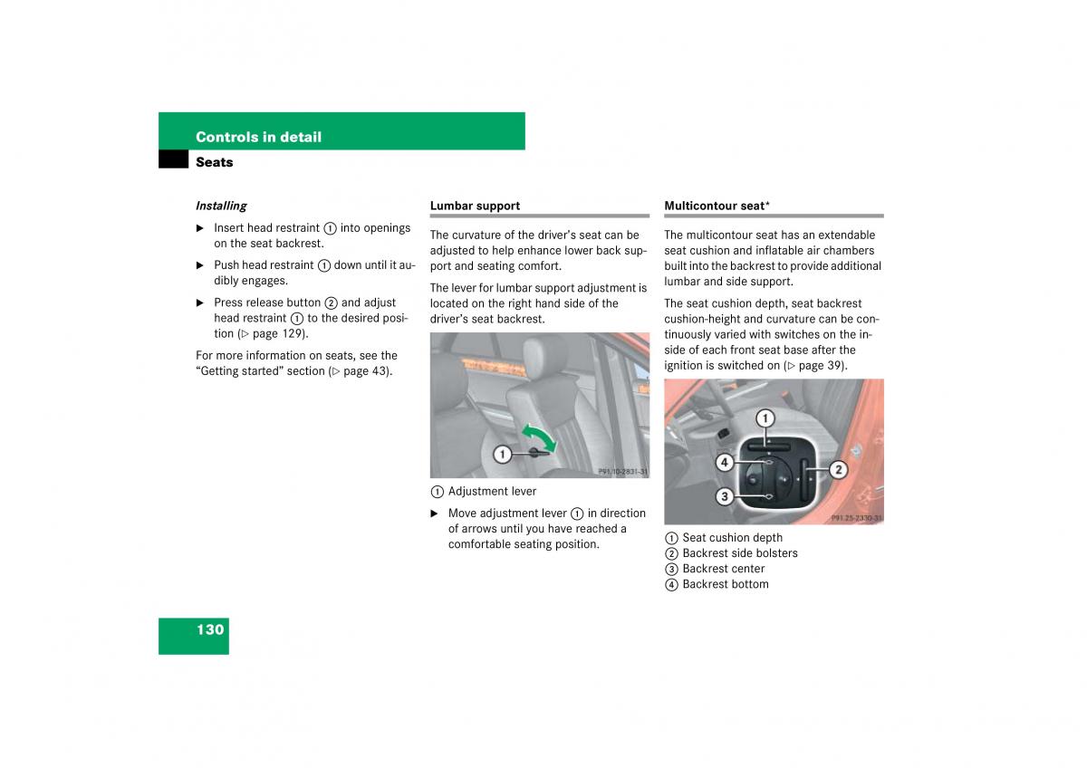 Mercedes Benz ML W164 owners manual / page 131