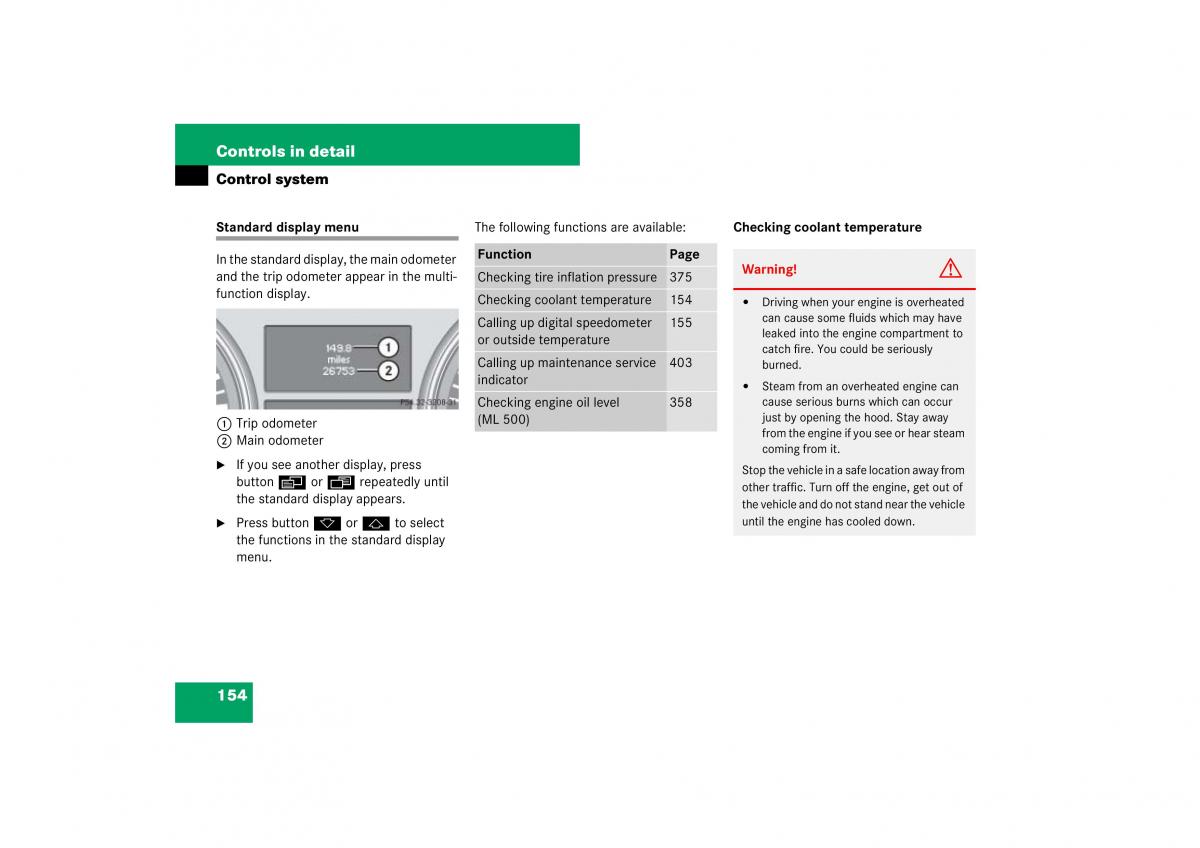 Mercedes Benz ML W164 owners manual / page 155