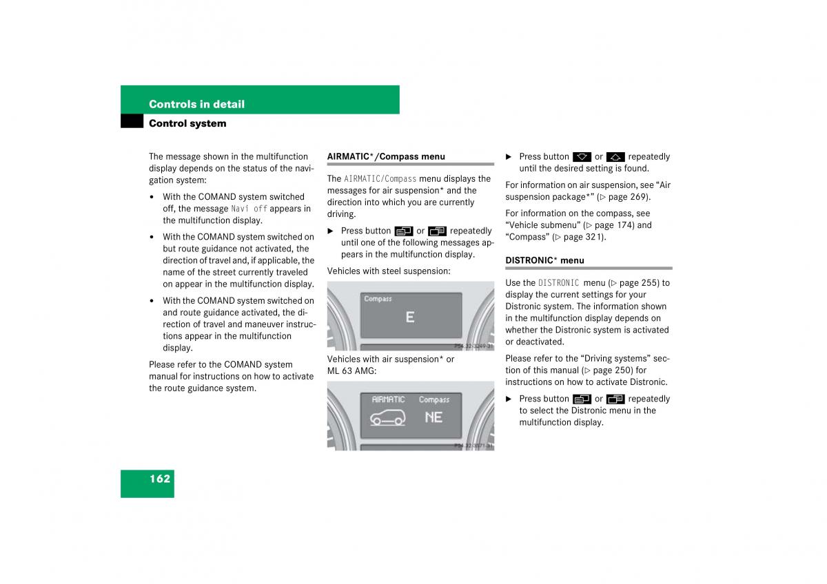 Mercedes Benz ML W164 owners manual / page 163