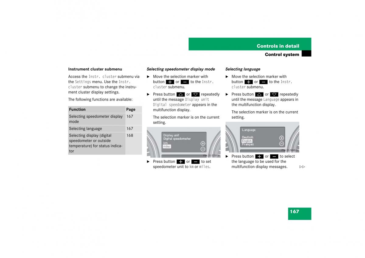 Mercedes Benz ML W164 owners manual / page 168