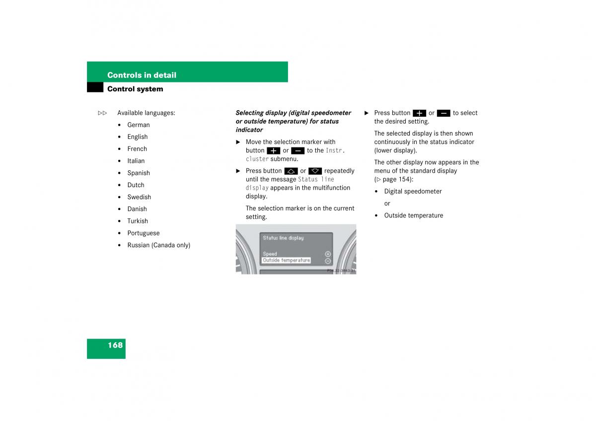 Mercedes Benz ML W164 owners manual / page 169