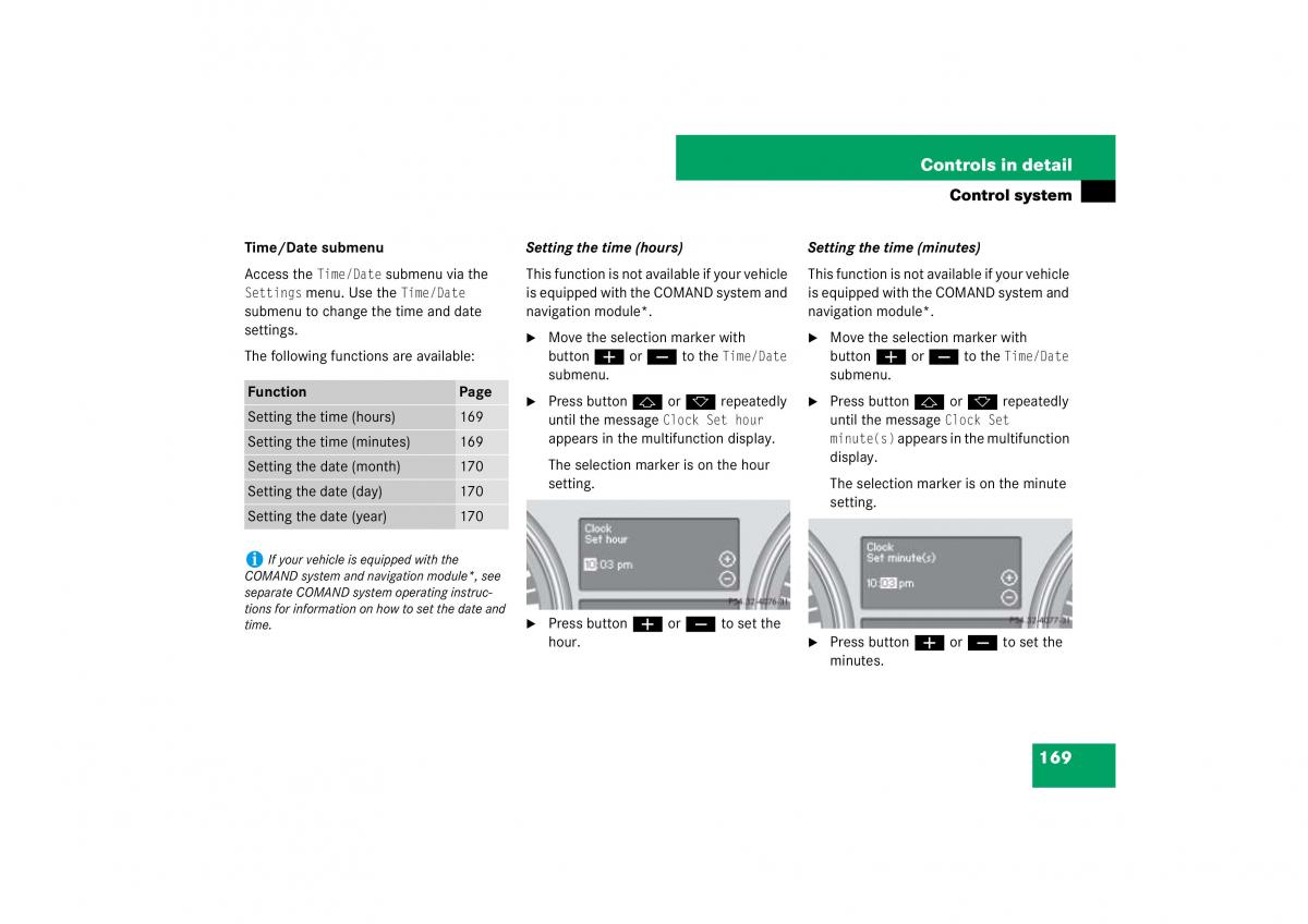 Mercedes Benz ML W164 owners manual / page 170