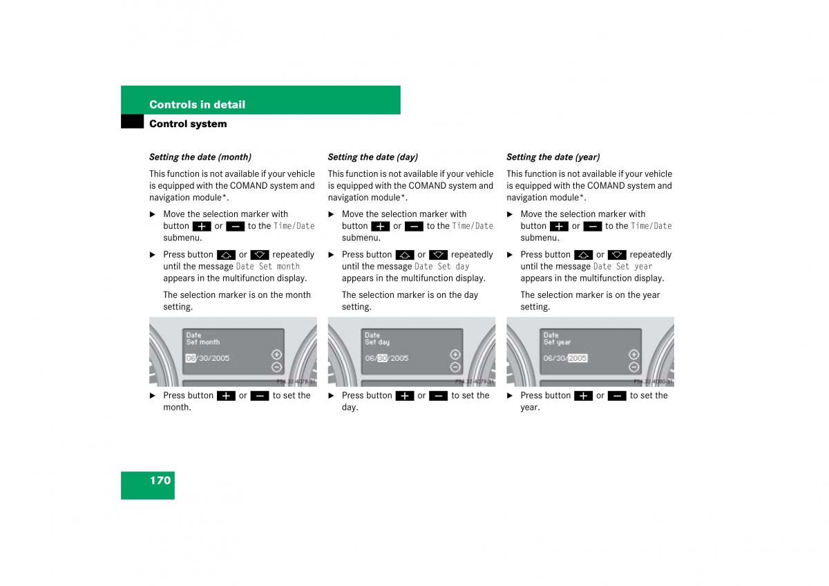 Mercedes Benz ML W164 owners manual / page 171