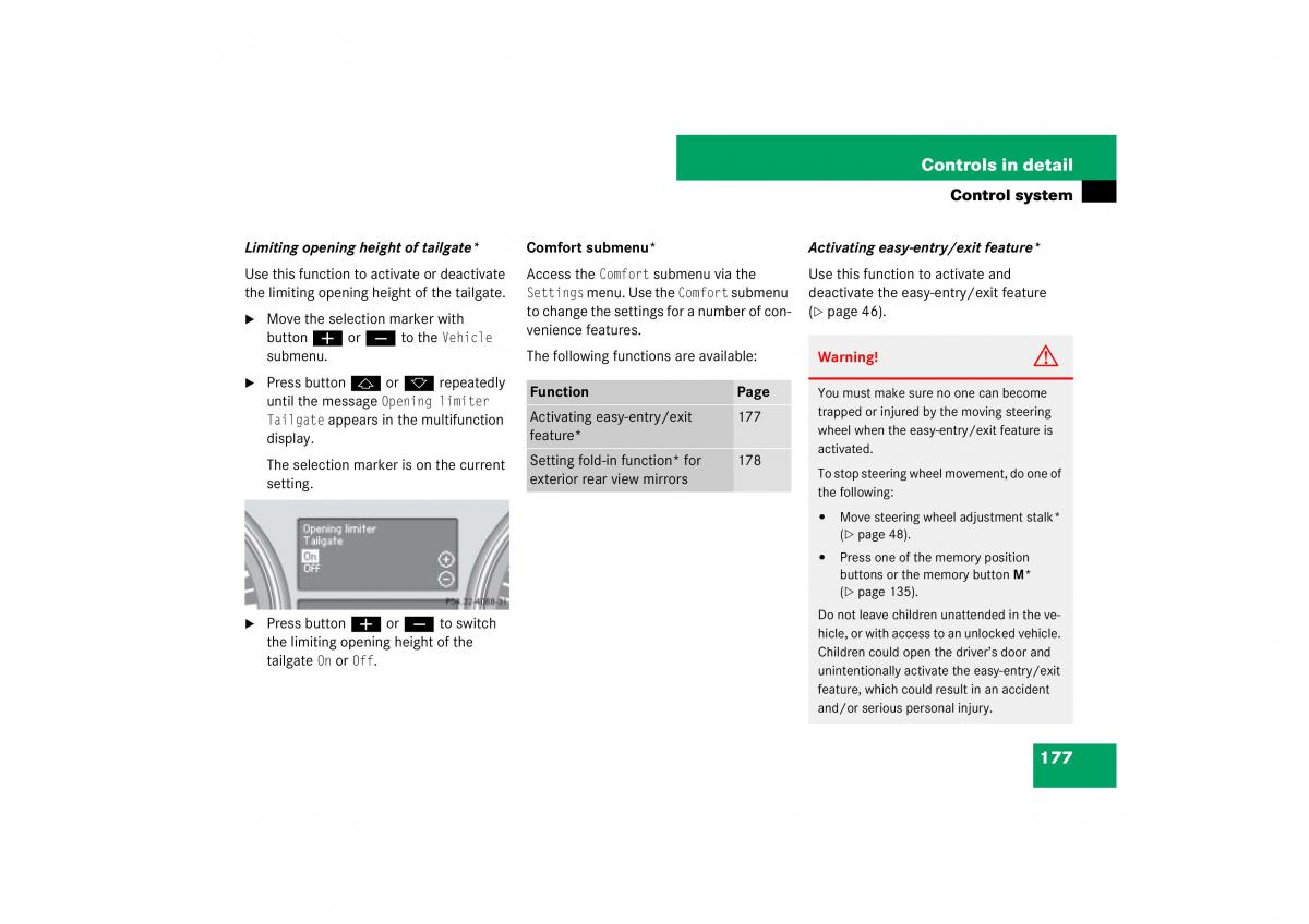 Mercedes Benz ML W164 owners manual / page 178