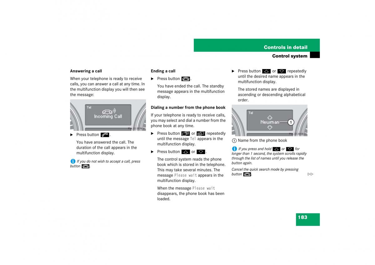 Mercedes Benz ML W164 owners manual / page 184