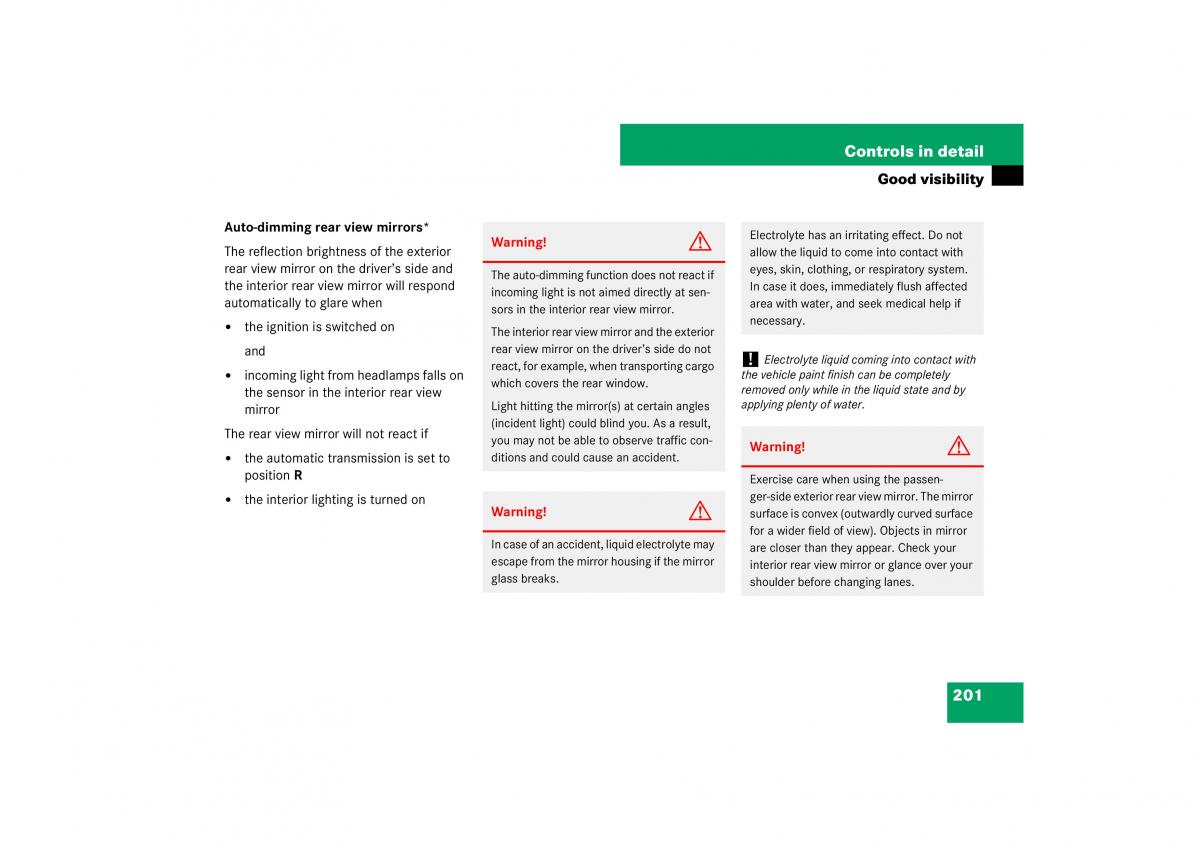 Mercedes Benz ML W164 owners manual / page 202