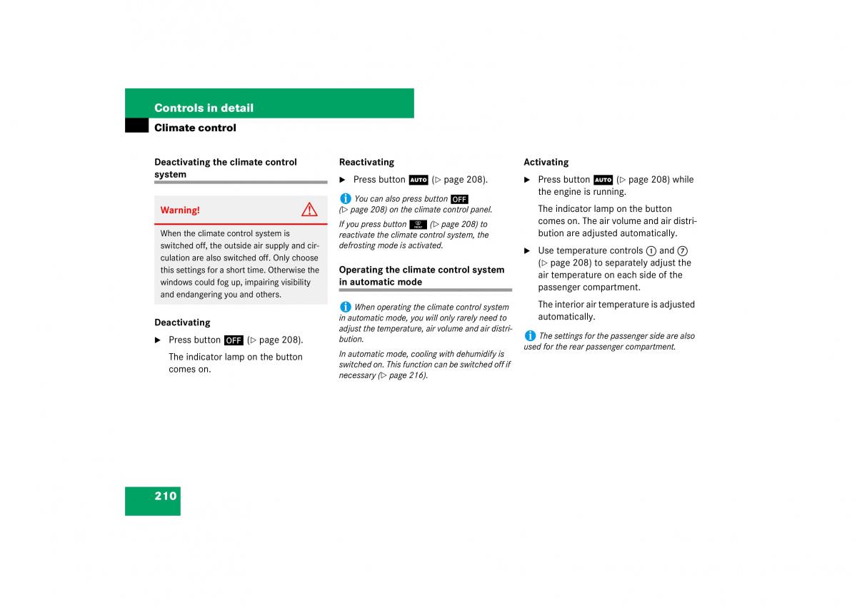 Mercedes Benz ML W164 owners manual / page 211