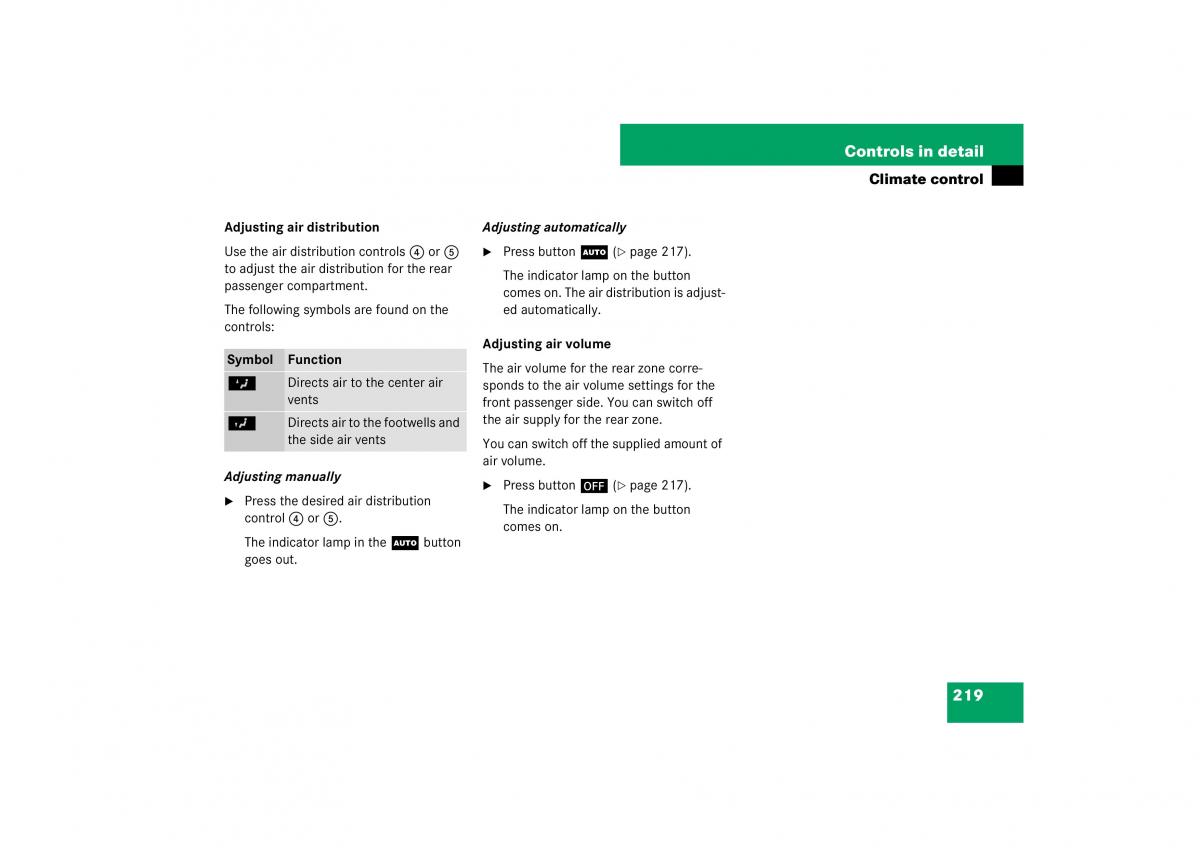 Mercedes Benz ML W164 owners manual / page 220