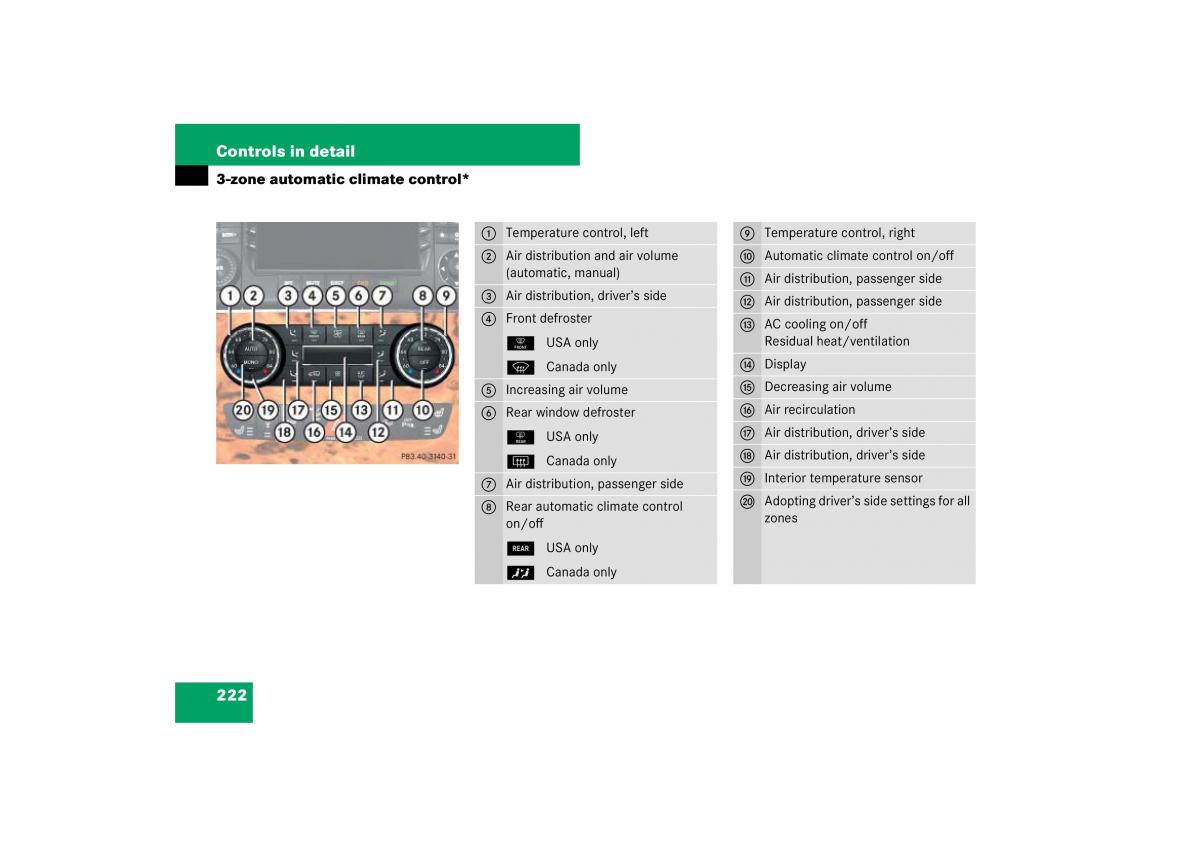 Mercedes Benz ML W164 owners manual / page 223