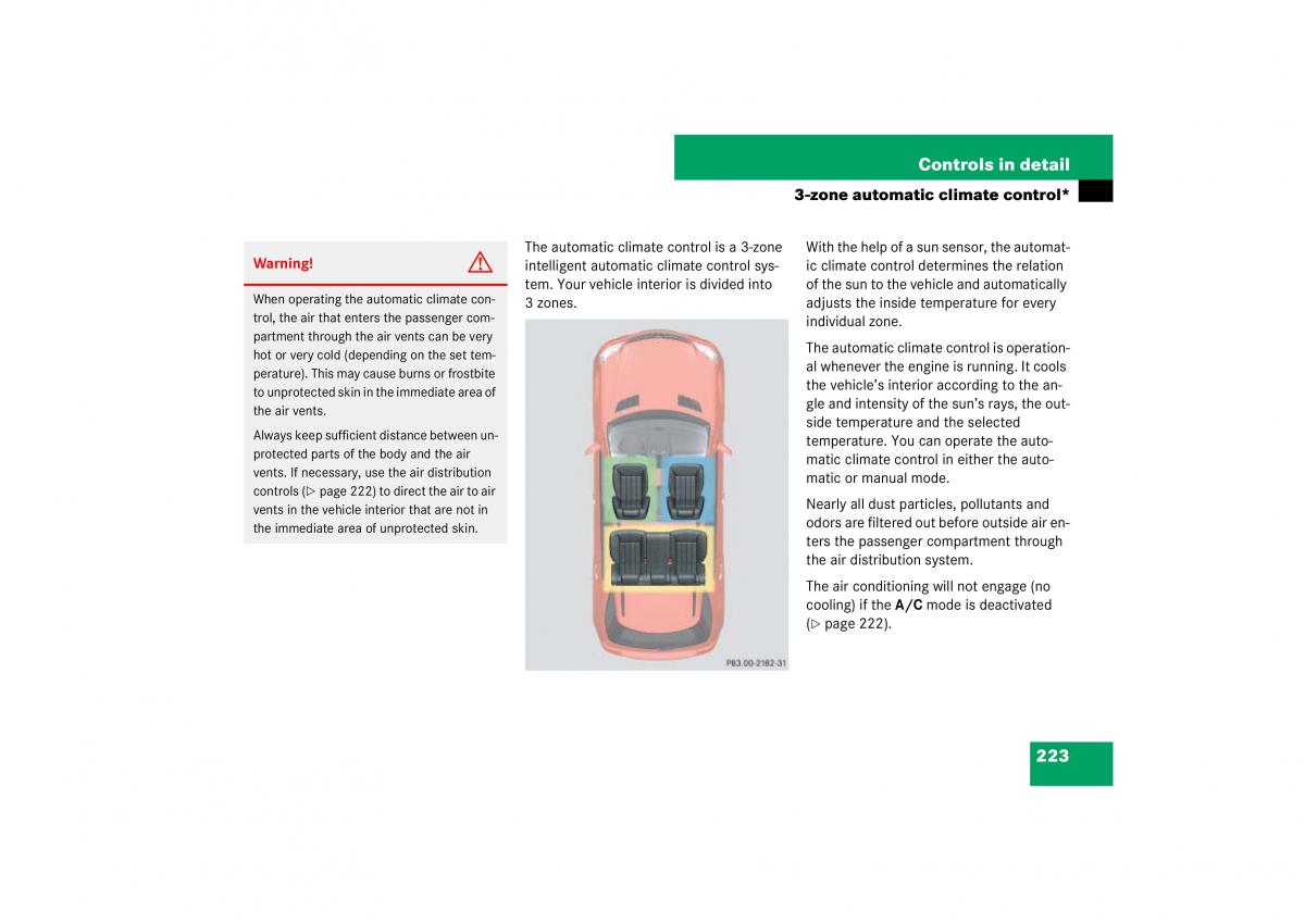 Mercedes Benz ML W164 owners manual / page 224