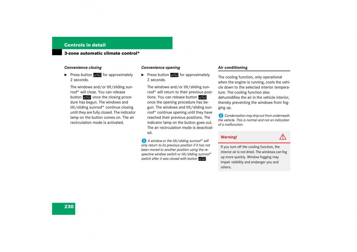 Mercedes Benz ML W164 owners manual / page 231