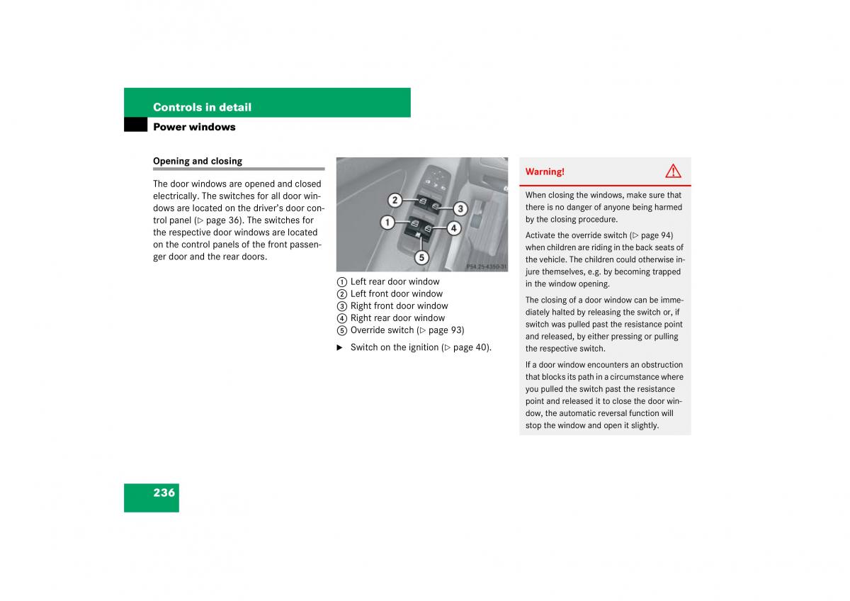 Mercedes Benz ML W164 owners manual / page 237