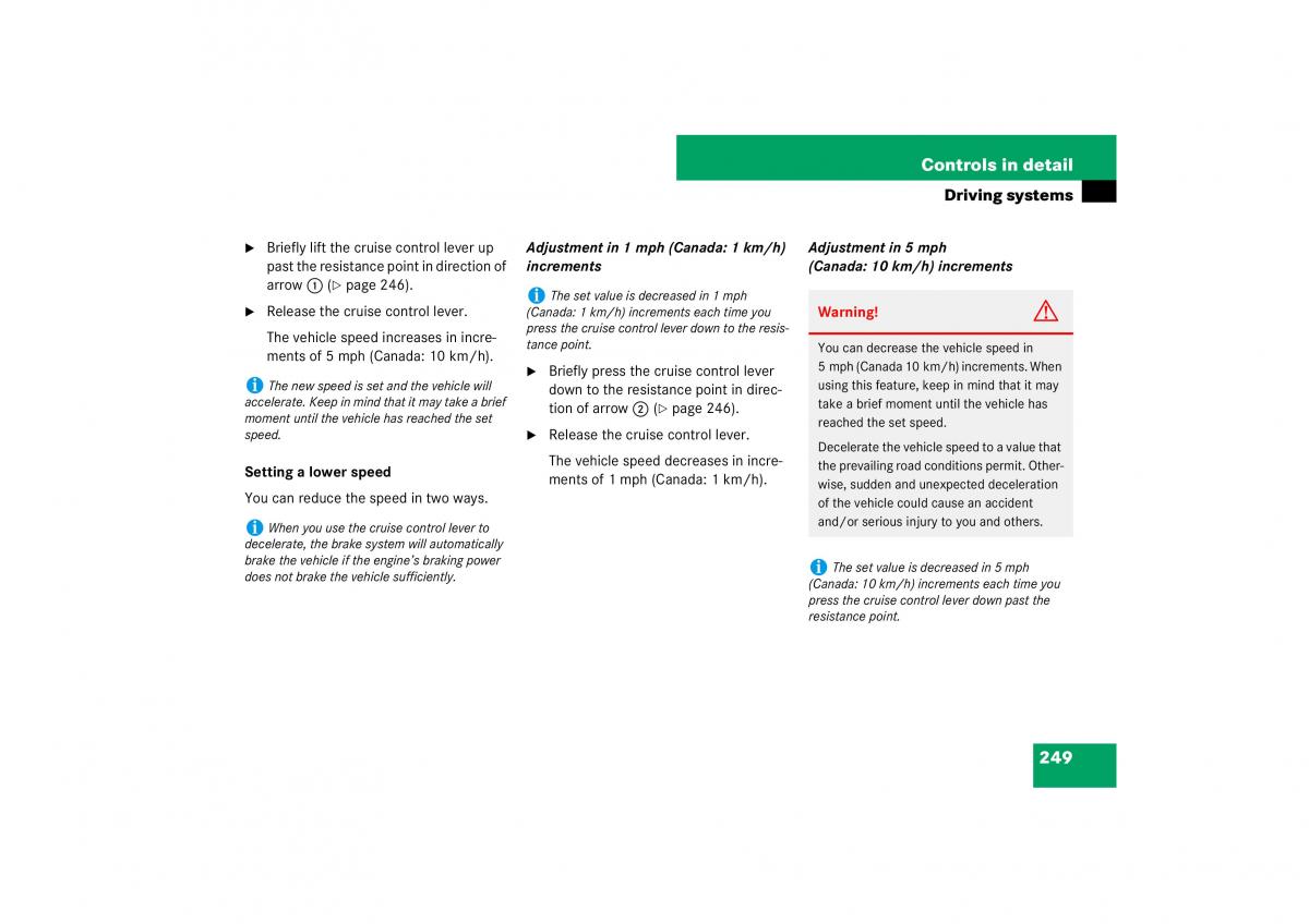 Mercedes Benz ML W164 owners manual / page 250