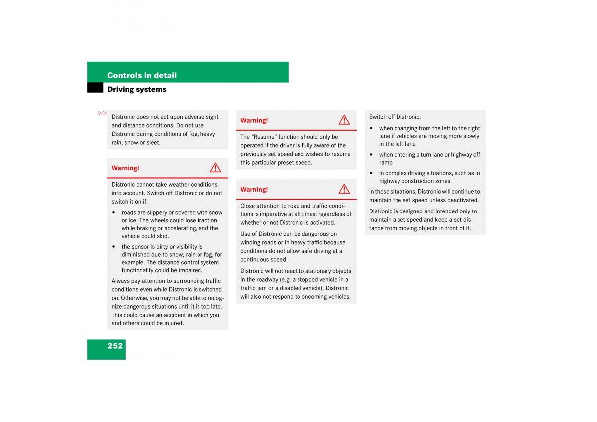 Mercedes Benz ML W164 owners manual / page 253