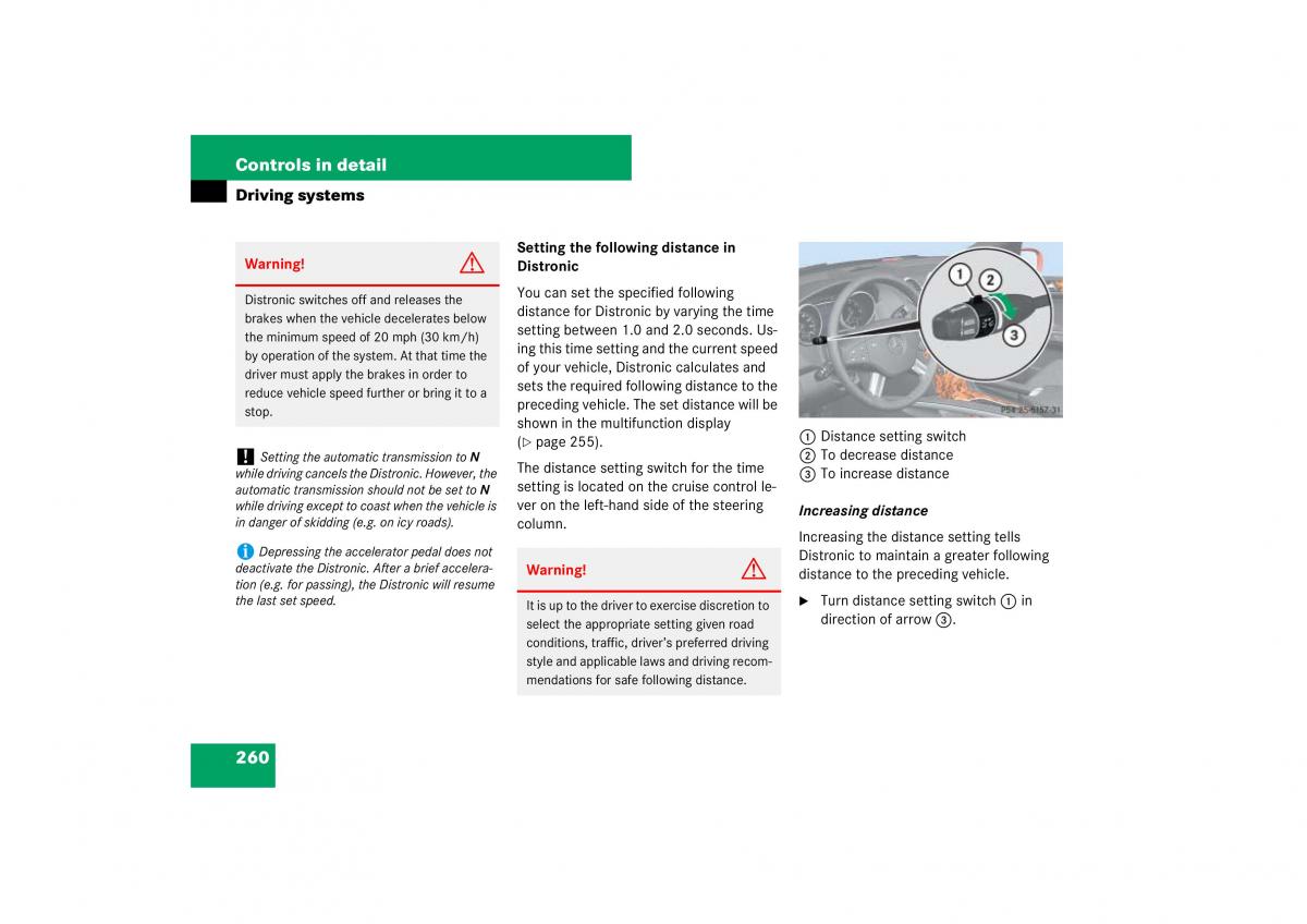 Mercedes Benz ML W164 owners manual / page 261