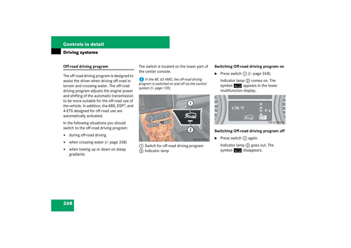 Mercedes Benz ML W164 owners manual / page 269