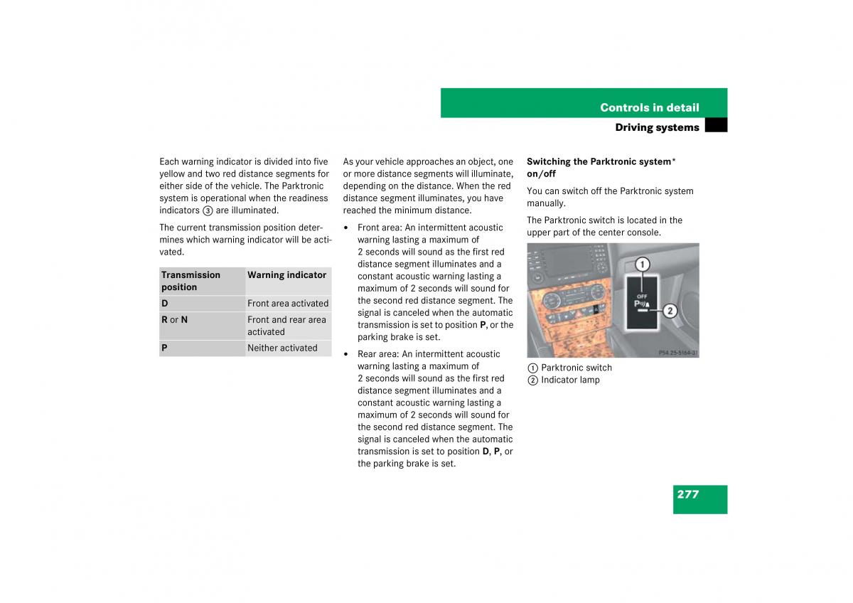 Mercedes Benz ML W164 owners manual / page 278