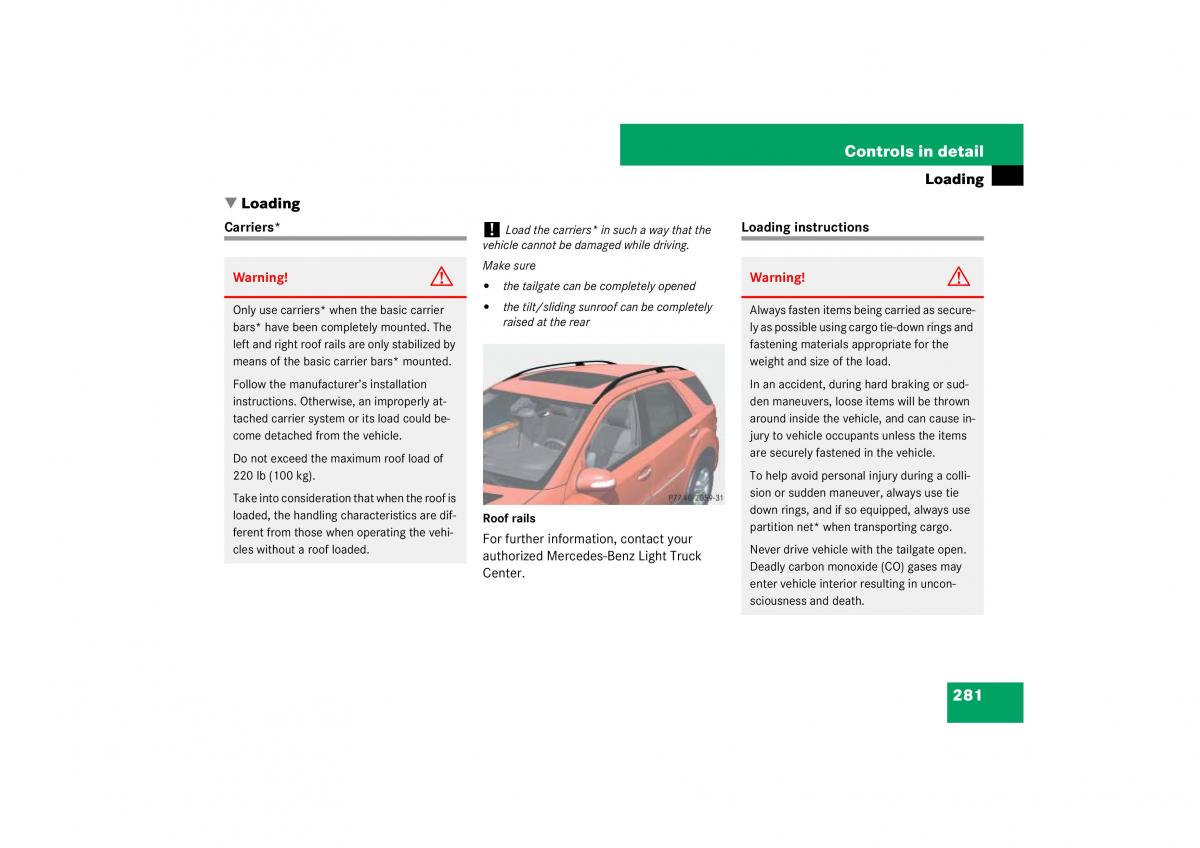 Mercedes Benz ML W164 owners manual / page 282