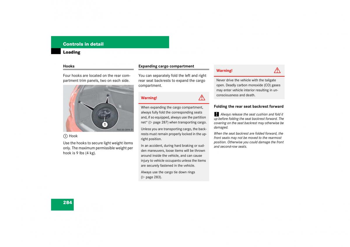 Mercedes Benz ML W164 owners manual / page 285