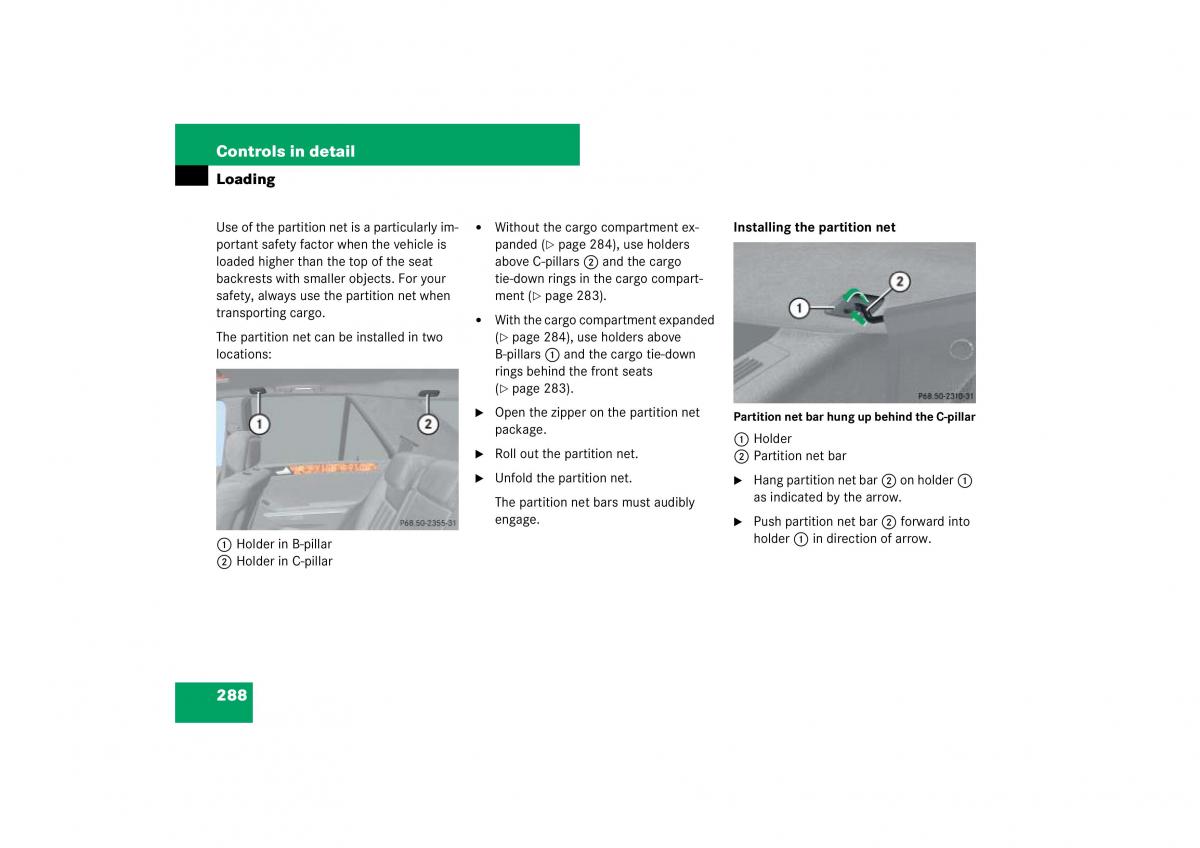 Mercedes Benz ML W164 owners manual / page 289