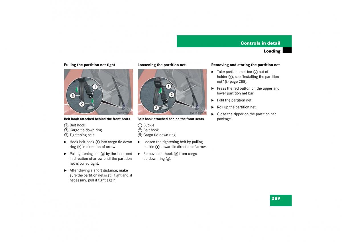 Mercedes Benz ML W164 owners manual / page 290