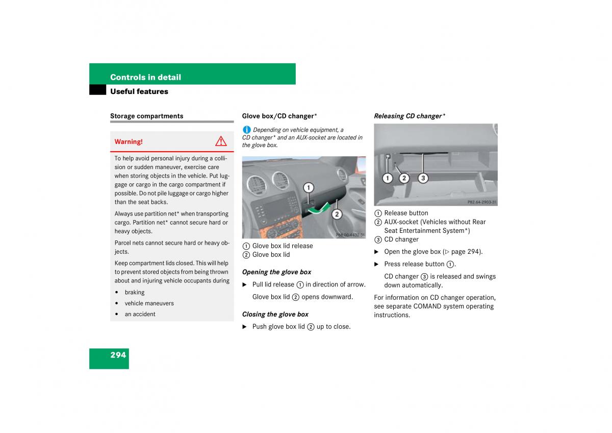 Mercedes Benz ML W164 owners manual / page 295