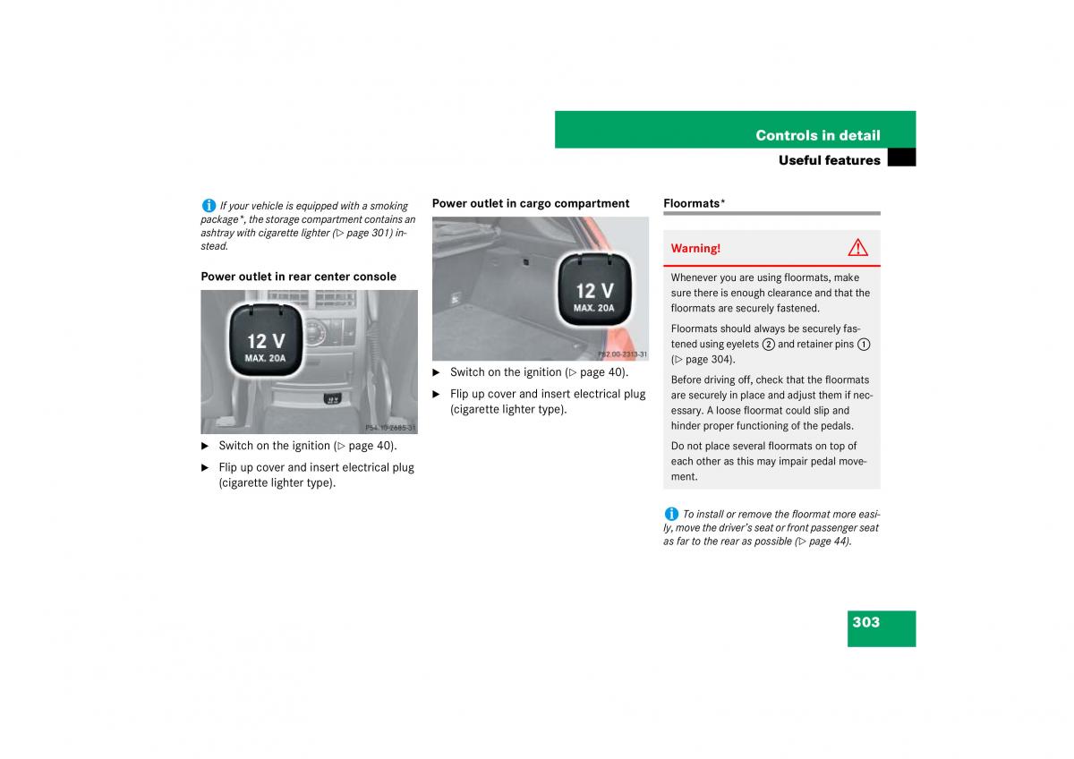 Mercedes Benz ML W164 owners manual / page 304