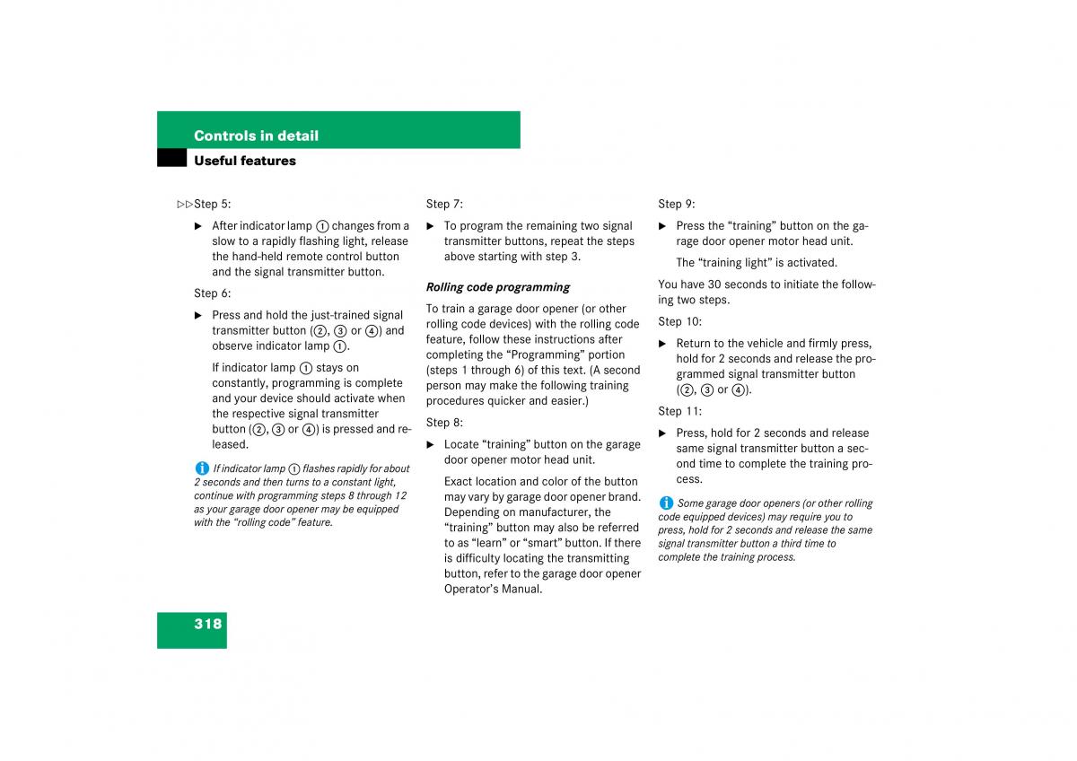 Mercedes Benz ML W164 owners manual / page 319