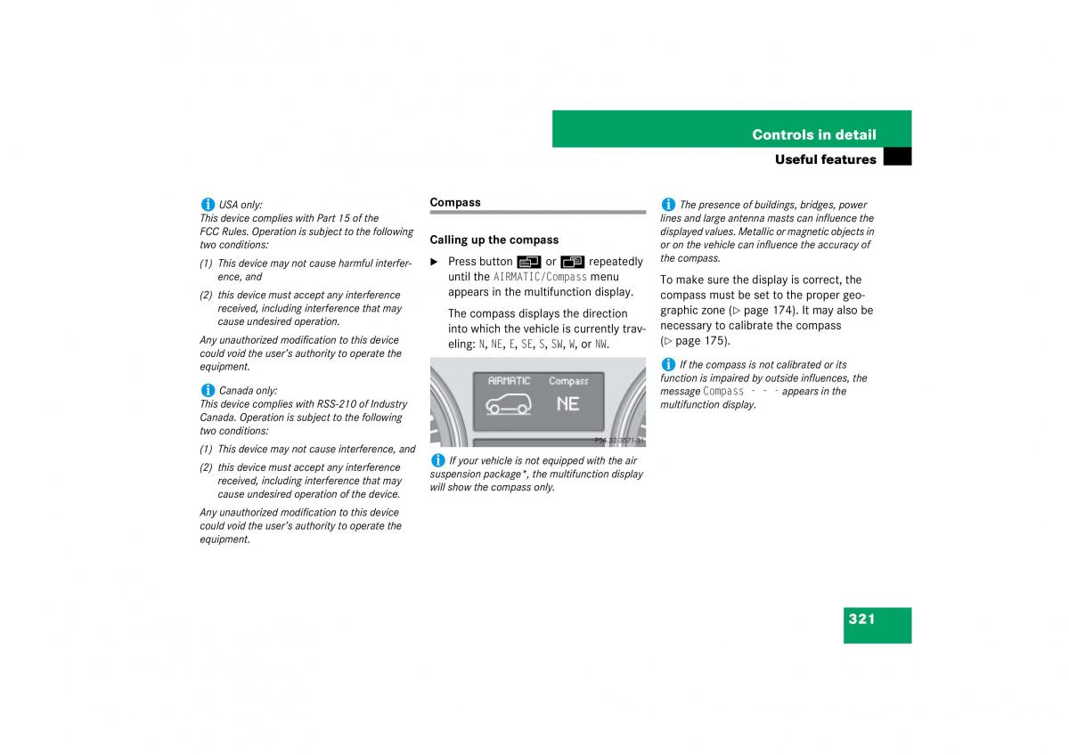 Mercedes Benz ML W164 owners manual / page 322