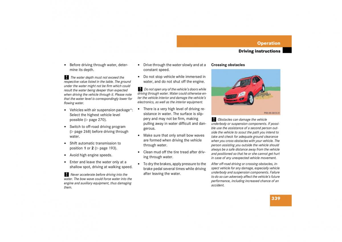 Mercedes Benz ML W164 owners manual / page 340