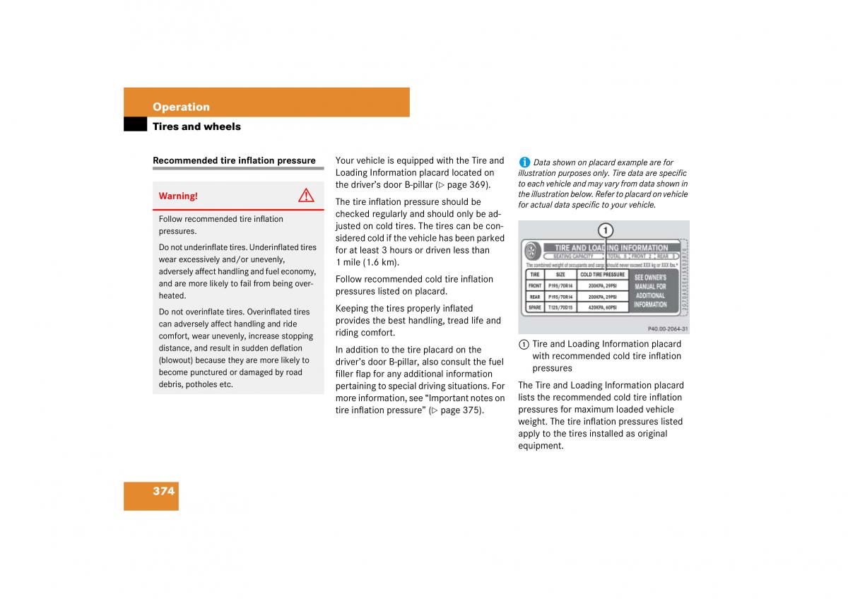 Mercedes Benz ML W164 owners manual / page 375