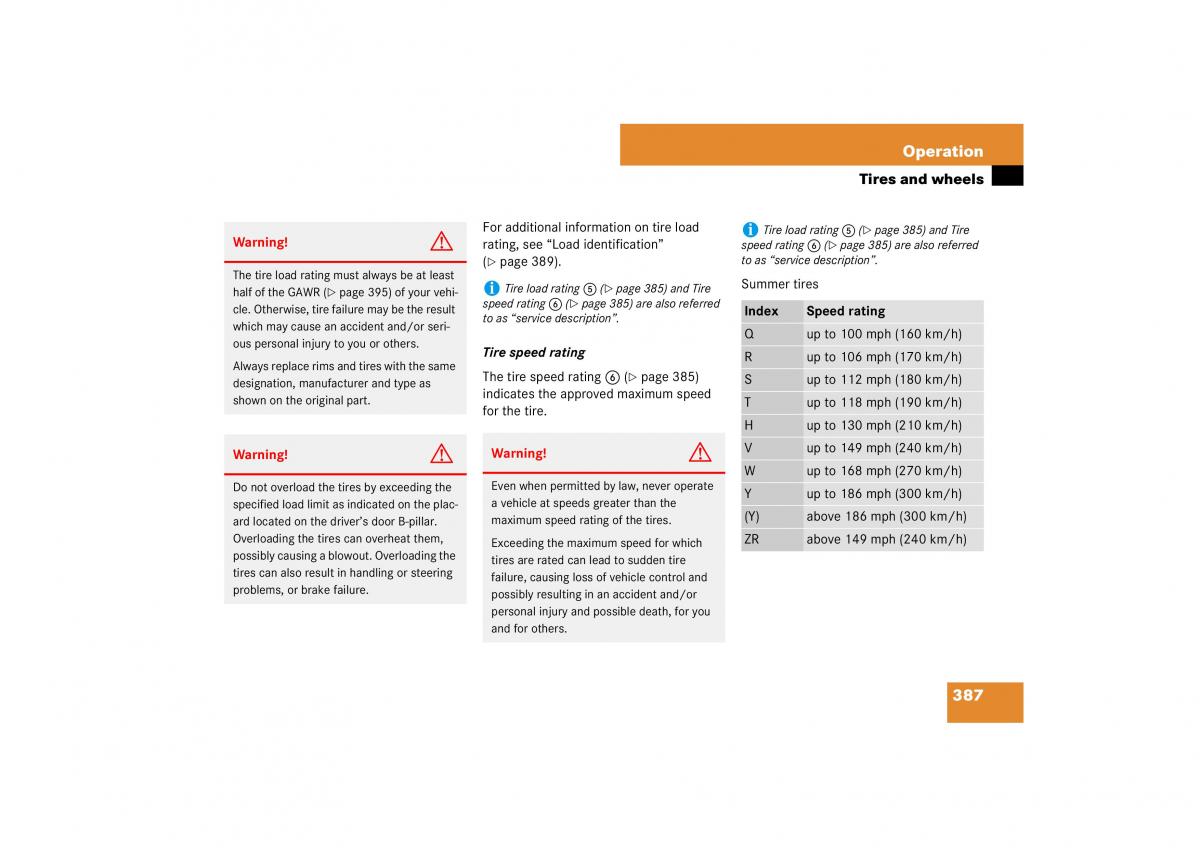 Mercedes Benz ML W164 owners manual / page 388