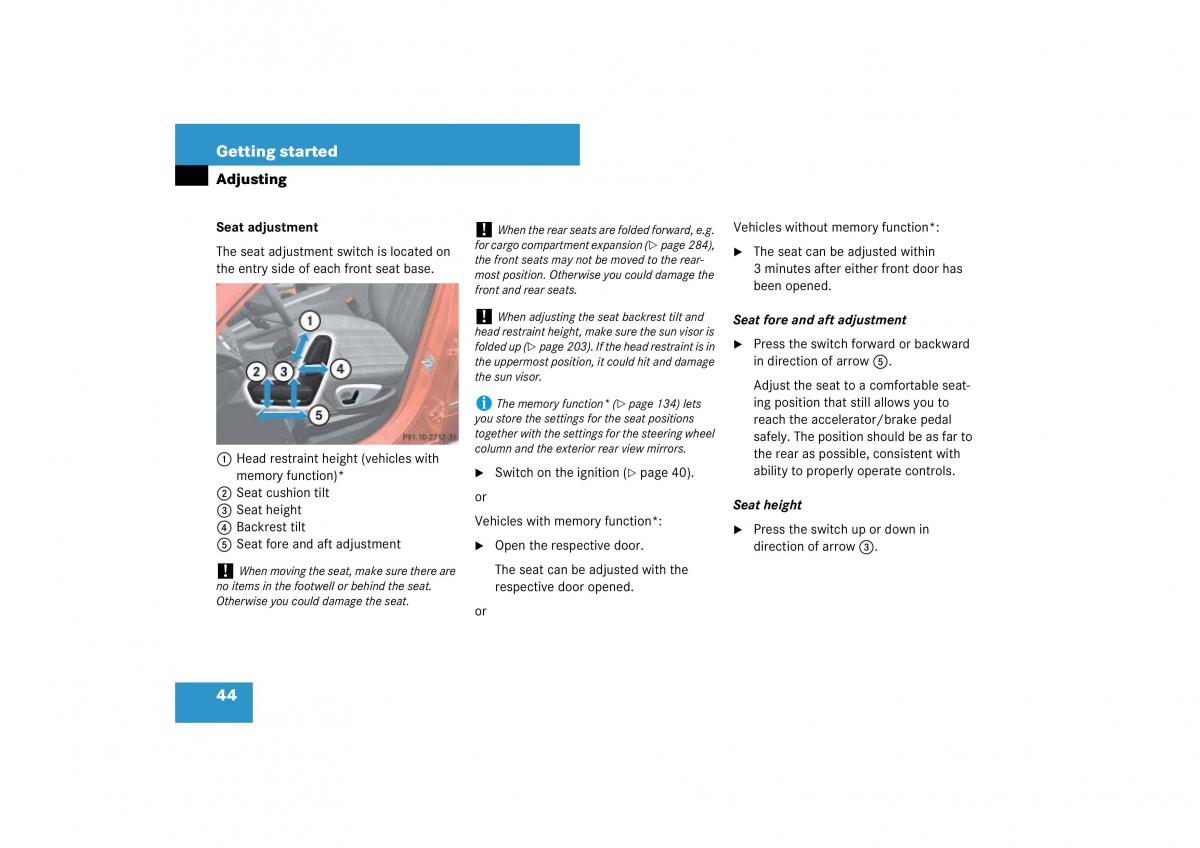 Mercedes Benz ML W164 owners manual / page 45