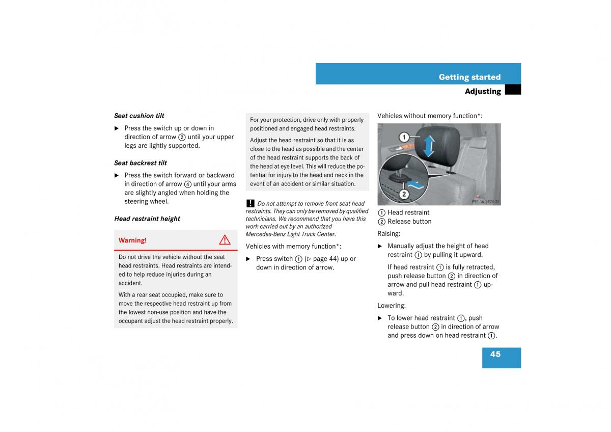 Mercedes Benz ML W164 owners manual / page 46