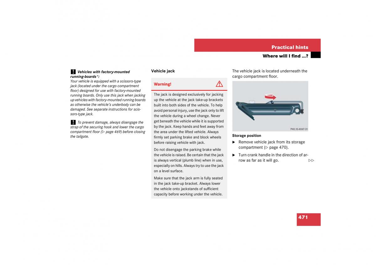 Mercedes Benz ML W164 owners manual / page 472