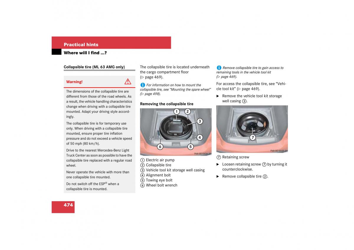 Mercedes Benz ML W164 owners manual / page 475